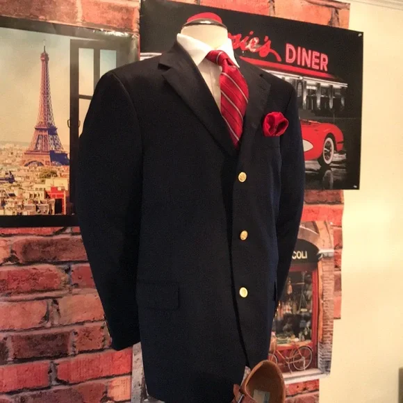 T Harris 3 Buttons Blue Blazer
